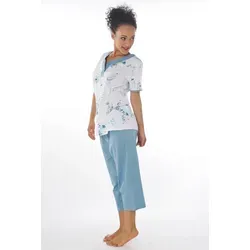 Consult-Tex Capri-Pyjama Damen Capri Pyjama Schlafanzug DF445Capri (Spar-Set, 1 Set) Oberteil mit aufgesetzter Brusttasche weiß 48