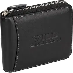 RFID Leder Portmonee Herren mit Reißverschluss Schwarz in schwarz von Jennifer Jones Leather