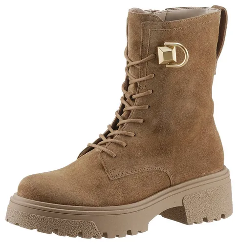 Gabor Schnürstiefelette, Blockabsatz, Plateau, Schnürrboots mit Schmuckelement