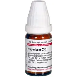 Hypericum C30 10 G - Homöopathisches Arzneimittel ohne therapeutische Indikation, ideal für die sanfte Unterstützung des Wohlbefindens. Enthält Sucrose, daher Rücksprache bei Zuckerunverträglichkeit empfohlen.