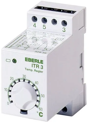 Eberle Controls ITR-3 60 Temperaturregler - Programmierbarer Temperaturregler 0...60°C mit Fernfühler für vielseitige Heizungsanwendungen. Ideal für effiziente Regelung von Heizsystemen und einfache Montage auf Tragschiene.