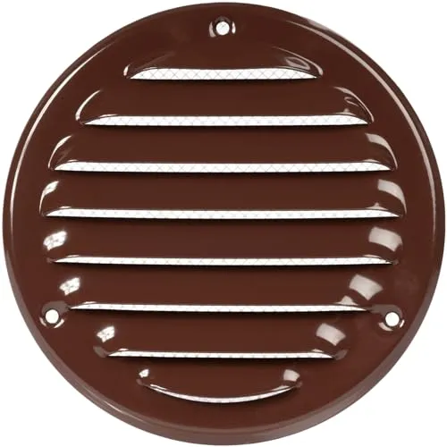 Ø 10 cm Braun Lüftungsgitterabdeckung – Runde Soffit Belüftungsöffnungen – Lüftungsgitter – integrierte Fliegengitter – HVAC Belüftung, Braun 100 mm