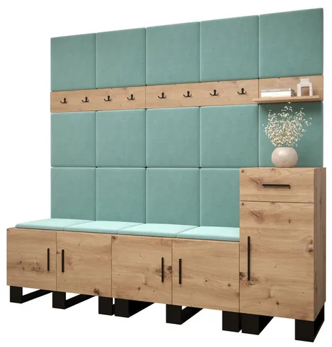 ABIKS MÖBEL Garderoben-Set ARTIN mit gepolsterten Paneelen - Modernes Garderoben-Set mit gepolsterten Paneelen und viel Stauraum. Die elegante Gestaltung und schallabsorbierenden Eigenschaften bieten nicht nur Stil, sondern auch Funktionalität für Ihren Flur.