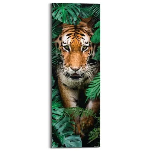 REINDERS Wandbild, Tiger, Wohnzimmer, Bilder, Wanddeko, Room Decor, MDF, Grün, 90x30cm