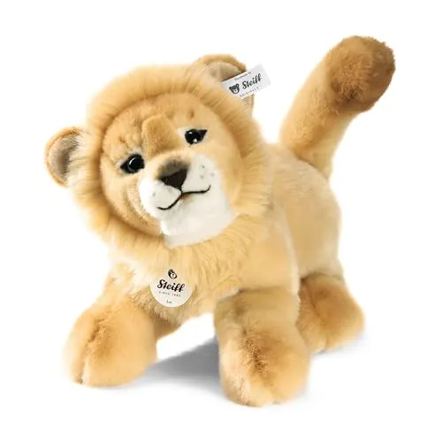 Steiff Leo Baby Schlenker Löwe, blond, 28 cm - Kuschelweicher Schlenker Löwe, ideal für Babys und Kleinkinder, fördert das Spiel und die Entwicklung.