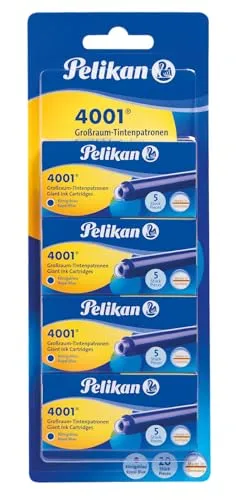 Pelikan 330894 Tintenpatronen 4001 königsblau, 4 Etui´S mit 5 Großraum-Patronen, 20 Stück