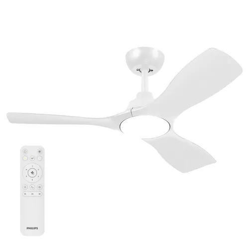 Philips LED Deckenventilator 30W mit Fernbedienung, dimmbar - Der leistungsstarke Deckenventilator sorgt für angenehme Temperaturen und bietet eine stufenlos dimmbare LED-Beleuchtung. Ideal für jeden Raum, vereint er Funktionalität und stilvolles Design.