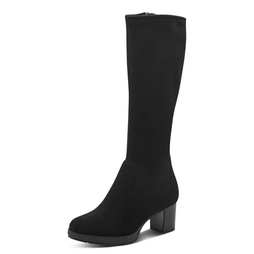 Jana Damen Hohe Stiefel mit Absatz, Vegan, Schwarz, 37 EU - Wanderschuhe in trendigem Design, ideal für breite Füße und 100% vegan. Komfortabel und stylisch für jeden Anlass – der perfekte Begleiter für Herbstabenteuer!