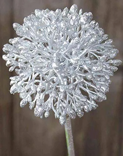 artplants.de Allium Kunstblume Hella, Glitzer, Silber, 45cm - Zierlauch Künstlich/Kunst Allium