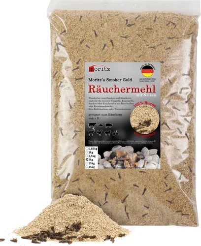 Moritz 5kg Räuchermehl Buche mit Nelke fein 0,5 -1 mm Räuchern I Kalträuchern von Fisch Fleisch Wurst Käse Gemüse auch für BBQ I Grill - Räucherspäne