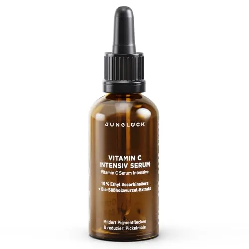 JUNGLÜCK Vitamin C Sensitiv Serum, 30ml - Anti-Faltenprodukte: Mildes, veganes Gesichtsserum zur Verbesserung von Altersflecken und Augenringen, ideal für alle Hauttypen.