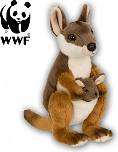 WWF Plüsch Känguru Mutter mit Baby - Realistisch gestaltetes, super weiches Plüschtier (ca. 19 cm) aus der WWF-Australien Kollektion. Ideal zum Knuddeln, als Geschenk und unterstützt WWF-Projekte weltweit.