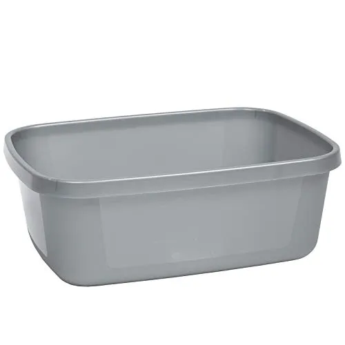 1 x Schüssel 9,5 Liter - rechteckig- 37x28x14cm - grau - Waschschüssel Spülschüssel Wasserschüssel Kunststoff Spüle Waschbecken Wanne Box - Fußpflege Fußwanne 11