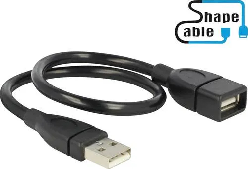 Delock USB-Kabel USB 2.0 USB-A Stecker, USB-A Buchse 0.35m Schwarz flexibles Schwanenhals-Kabel 83498