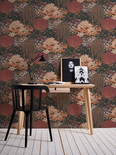 living walls Vliestapete Famous Garden Wald-Tapete Mustertapete Floral Wald, strukturiert, matt, (1 St), Vliestapete Pflanzen für Schlafzimmer Küche Wohnzimmer Wald Design