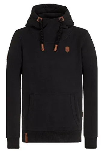 Naketano Herren Kapuzenpullover Supapimmel Hoodie - Kapuzenpullover für Herren mit Kordelzug, Kängurutasche und stylischen Kunstleder-Applikationen – perfekt für lässige Outfits!
