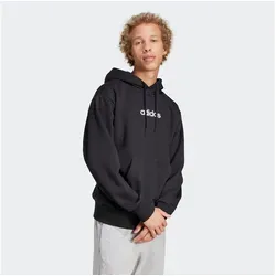 adidas Herren Essentials LINEAR Fleece Hoodie, Black/White, L - Hoodie aus 70 % recycelten Materialien, mit Kängurutasche und modernem Schnitt, ideal für Freizeit und Sport.