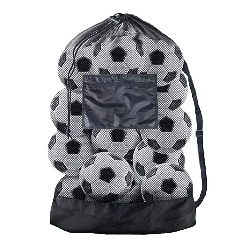 TRKETK Extra Große Ballnetz, Fussball Balltasche Sport Netztasche mit Kordelzug und Schultergurt Ballnetz Mehrzweck für Fußball Basketball Handball Volleyball(75 x 100 cm)