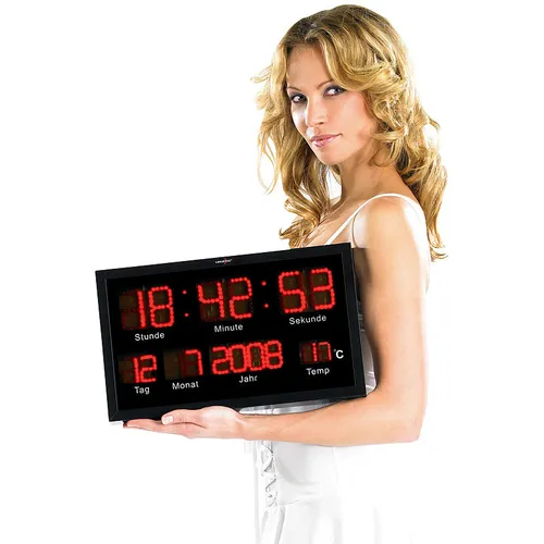 Lunartec LED Wanduhr: Multi-LED-Uhr mit Datum & Temperatur (Digitaluhr groß)