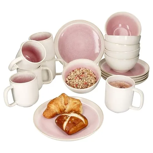 MamboCat Frühstücks-Geschirrset 18tlg in pink von MamboCat