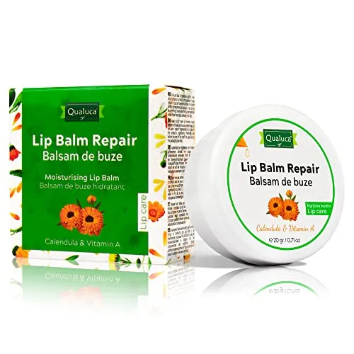 Qualuca® Lippenbalsam Repair mit Calendula & Vitamin A, Lippenpflege, für trockene Lippen - 20g