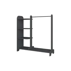 VCM Offener Kleiderschrank Lempu (Anthrazit) - Moderner Kleiderschrank aus Holzwerkstoff mit drei offenen Fächern und stabiler Kleiderstange, ideal für platzsparende Lösungen in jedem Raum.