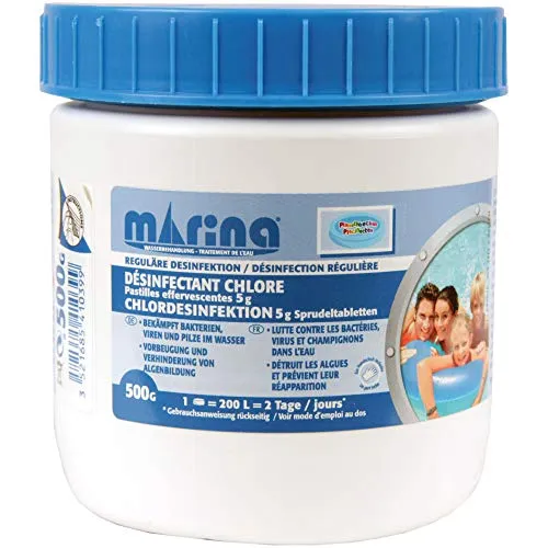 Chlor Desinfektion Tabs, 100 x 5g Chlordesinfektion für Planschbecken (200 Liter), für sauberes und hygienisches Poolwasser