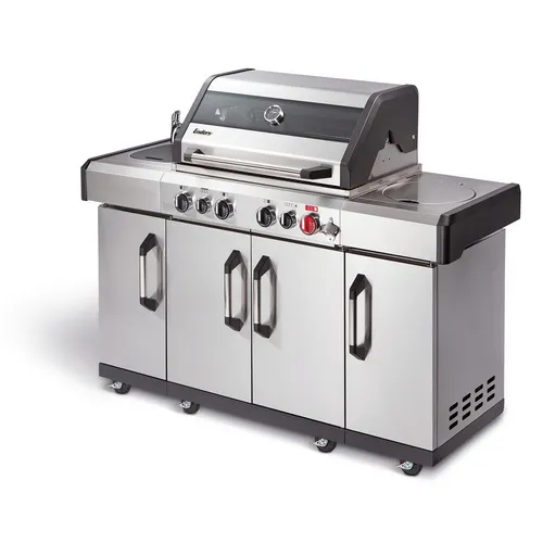 Produktbild Enders Gasgrill Kansas II Pro 4 SIK mit Turbo Zone, 4 Brenner, Infrarot-Backburner, Silber - 