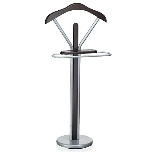 IDIMEX Herrendiener Stummer Damen Diener Kleiderbutler Kleiderständer Fabio mit Kleiderbügel, Hosenbügel, kleine Ablage in braun/alufarben