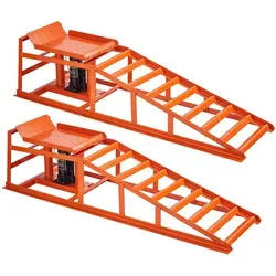 VEVOR hydraulische Autorampen Auffahrrampen 2 Stk. 27-36 cm Hubhöhe, tragbare Auto-Servicerampen für Wartung in der Garage & Ölwechsel & Reparatur von Lkw, 1 t (pro Rampe) belastbar Auffahrhilfe