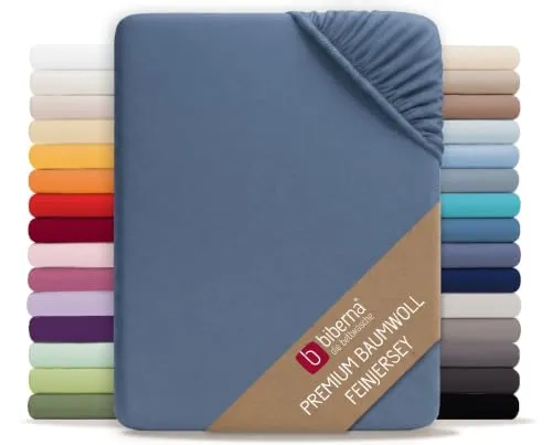Biberna Feinjersey-Spannbetttuch 0077144 blau von biberna