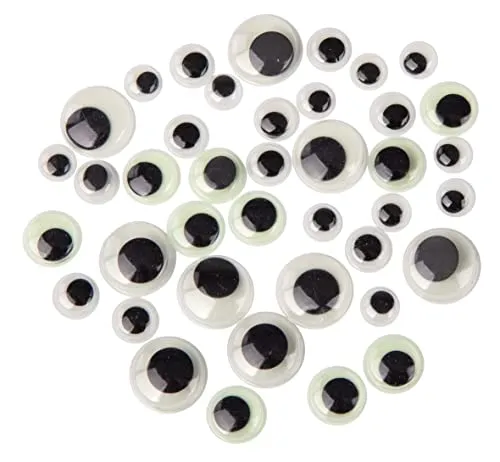 Rayher Wackelaugen Glow in the dark, sortiert, 40 Stück, je 10 Augen 10 mm, 12 mm, 15 mm, 20 mm ø, im Dunkeln leuchtende Kulleraugen, Augen zum Basteln, Helloween, 69263000