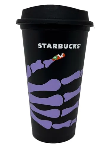 STARBUCKS Wiederverwendbarer Reisebecher mit Halloween-Skelett-Hand, Grande, 473 ml