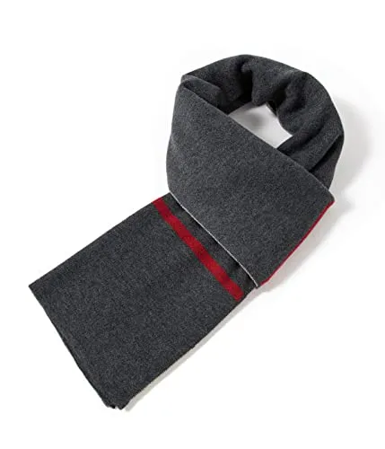 Villand Luxuriöser Merinowolle Gestreifter Herren Schal - Geschenkbox Eingewickelt Winter Weiche Warme Dicke Strickkrawatte für Herren (Beige/Grau)
