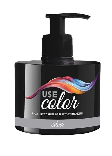 USE COLOR farbauffrischende Haarmaske mit Tsubaki-Öl - 300 ml mit Pumpe (Silber)