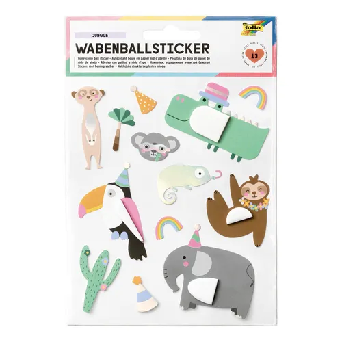 Produktbild folia Wabenball Sticker Jungle 13 Stück 14x16.5 cm Motivgröße 1.2 bis 6.7 cm