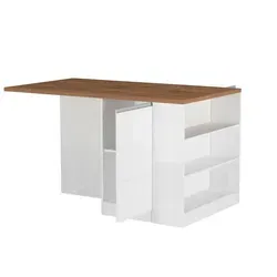 Dmora Kücheninsel in Weiß und Eiche, 160x90x90 cm