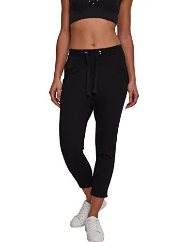 Urban Classics Damen Relaxed Sporthose Ladies Open Edge Terry Turn Up Pants TB1962, Gr. 36 (Herstellergröße: S), Schwarz (Black 00007)