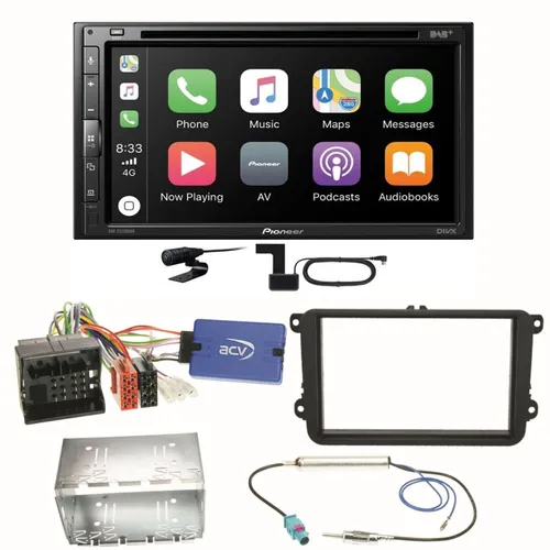 Pioneer AVH-Z5200DAB Android Auto Carplay Einbauset für Beetle Jetta Sharan T5