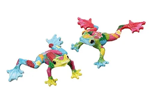 Geschenkestadl 2 er Set Frosch Figuren Tierfigur Bunt je 15 cm Bunte Frösche