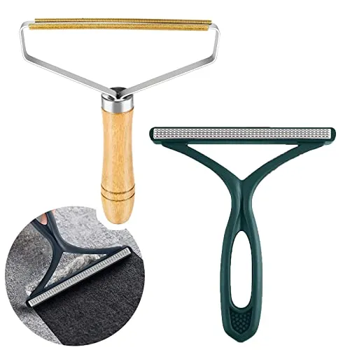 BHW Fusselrasierer Tierhaarentferner,Tragbarer Fusselentferner Katzenhaarentferner Fusselbürste Kleiderbürste für Sweater Woven Coat, Teppich, Strick, tierhaar, Manuell, Holz (2, 5)