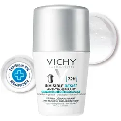 Vichy Deo Roll-on 72h Anti-Flecken - Deo für empfindliche Haut, reguliert Schweißbildung bis zu 72 Stunden und verhindert gelbliche sowie weiße Flecken auf Kleidung.