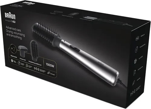 AS 4.3 - Warmluftbürste mit 1000W, 2.2m Kabel für schnelles Styling und glänzendes Haar