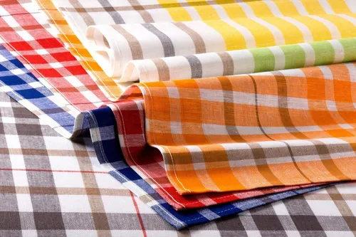 Kracht Geschirrtuch Halbleinen Bordürentuch 50x70 Blockstreifen Grau Gläsertuch