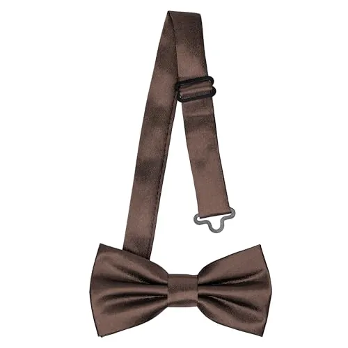 Ladeheid Kinder Jungen Fliege - Vorgebunden, Einstellbares Band, Glänzendes Design, Ideal für Hochzeit, Geburtstag, Einschulung - Strapazierfähig & Stilvoll BKS (10cm x 5cm, Braun)