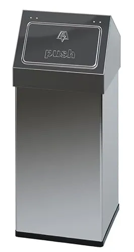 PROREGAL Edelstahl Abfallbehälter Haiti mit Push-Deckel - Haushaltszubehör: Eleganter 55 Liter Abfallbehälter aus Edelstahl mit praktischem Push-Deckel für eine hygienische und einfache Entsorgung.