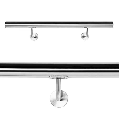 Handlaufset Wandhalter Handlauf 100cm Halter Treppe Haltegriff Edelstahl V2A