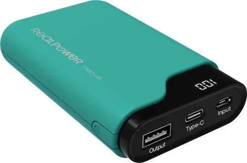 RealPower PB-7500C Powerbank 7500 mAh Li-Ion Grün mit Statusanzeige