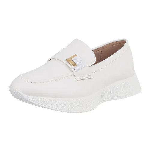 Ital-Design Atmungsaktive Plattformsandale für Damen im Alltag Slipper (89852508) Keilabsatz/Wedge Mokassins in Weiß