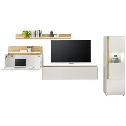 Furn.Design Wohnwand Center, Weiß und Eiche Wotan